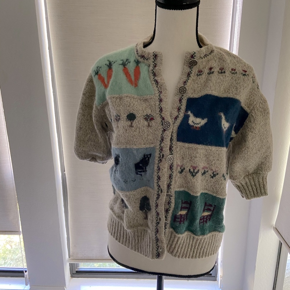 Crop short vtg sweater harry styles type cardigan!